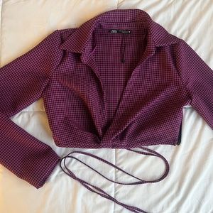 ZARA purple cropped blazer
